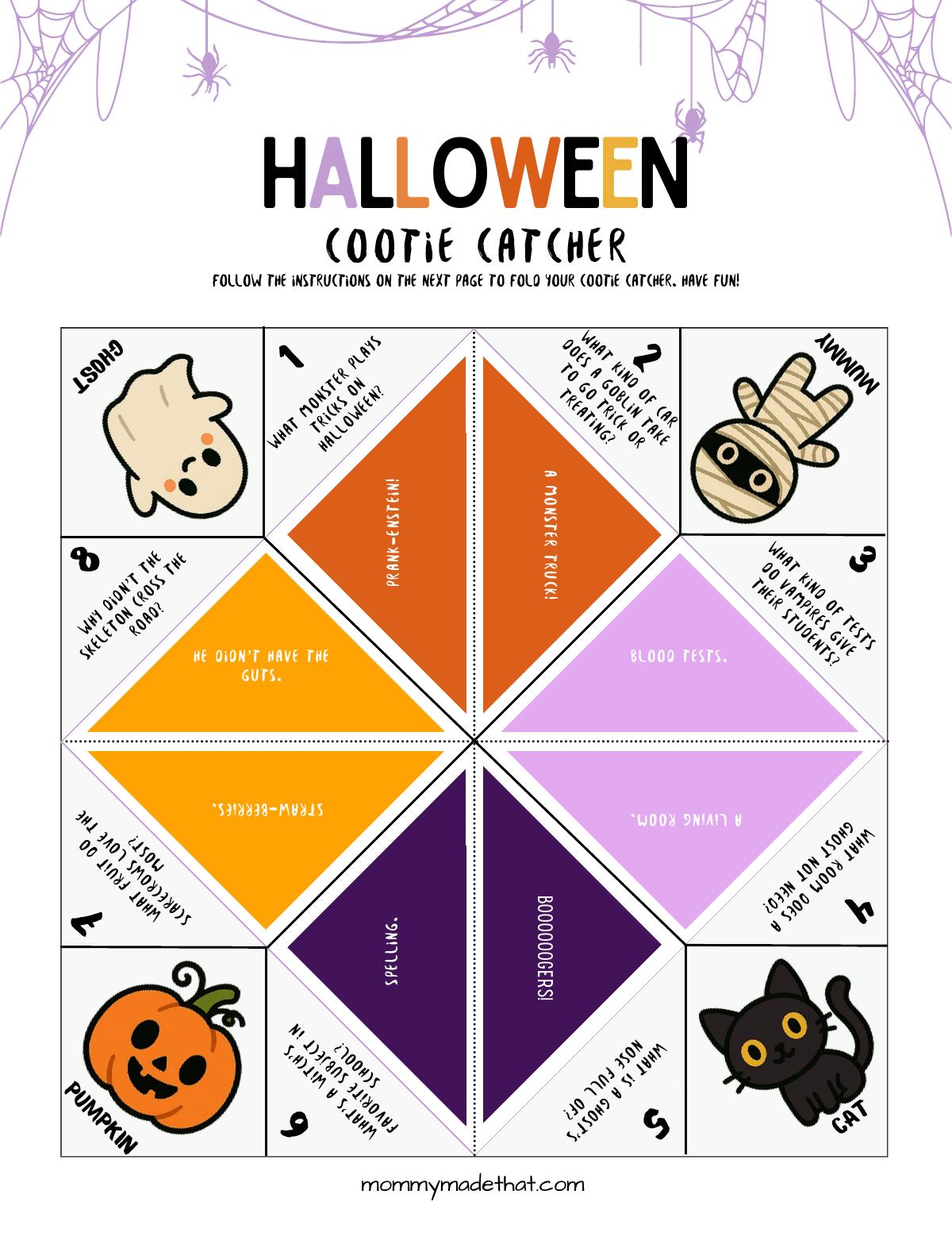 Halloween Cootie Catcher printable preview
