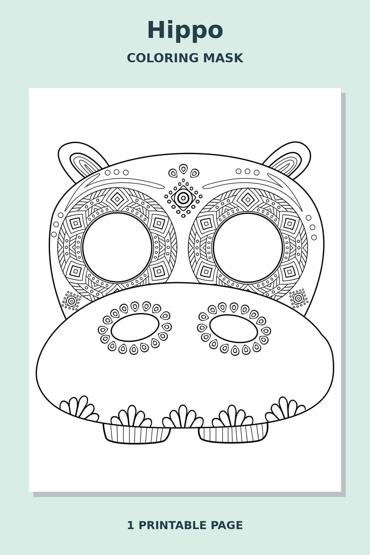 Hippo Mandala Coloring Mask