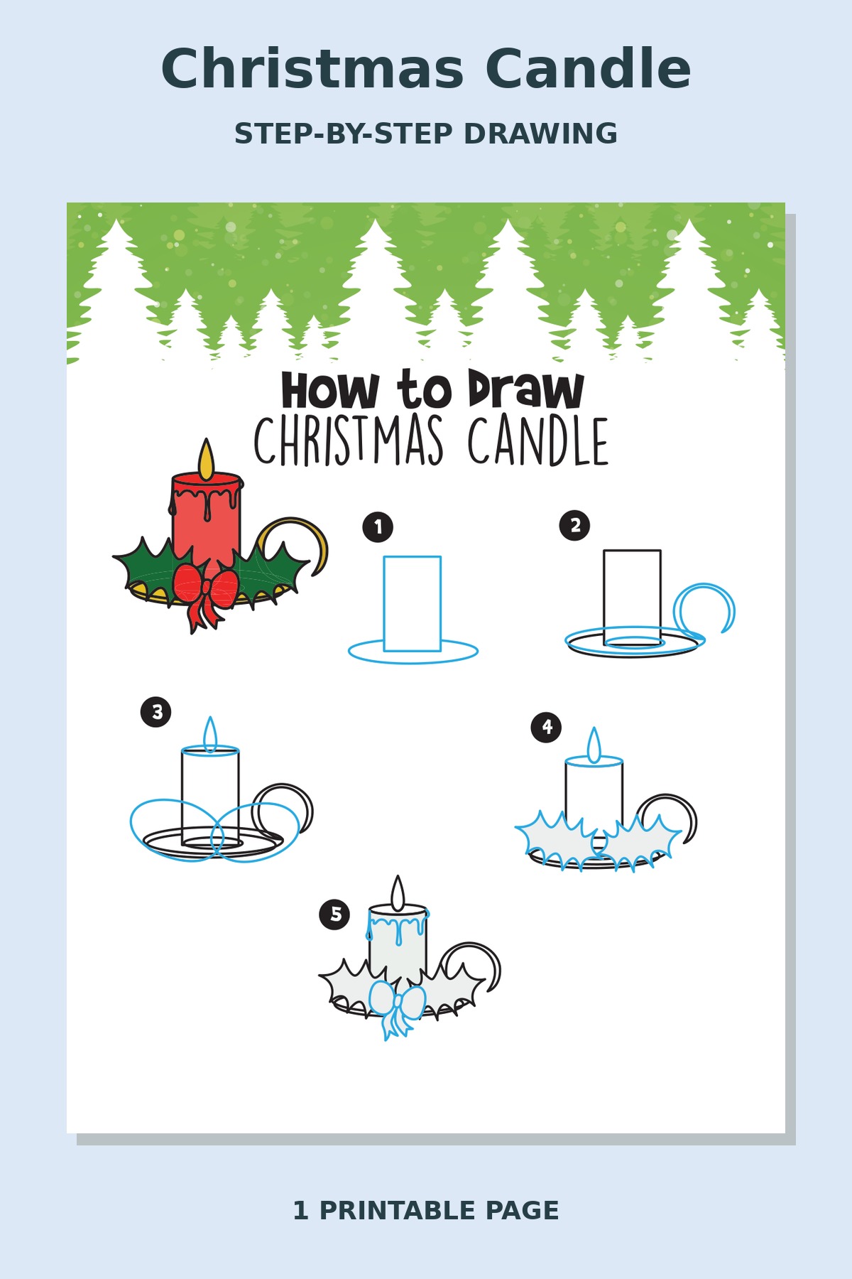 How to Draw Christmas Candle