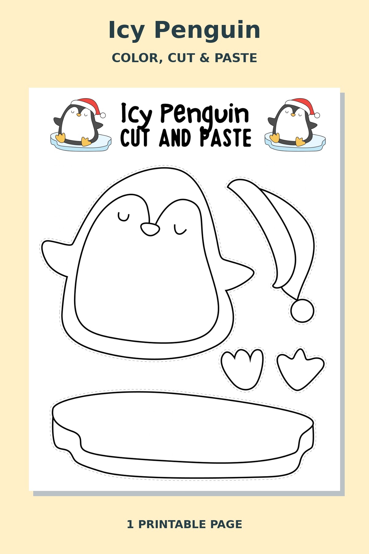 Icy Penguin Cut and Paste Craft