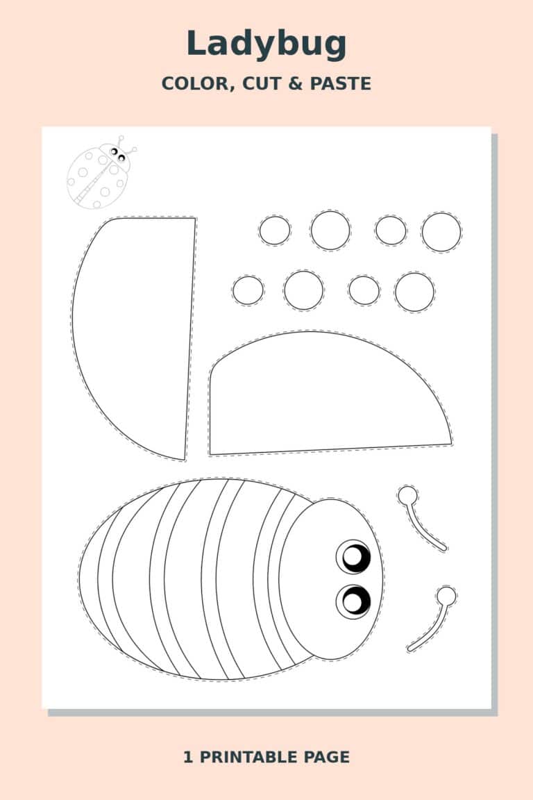 Ladybug Coloring Cut and Paste Craft