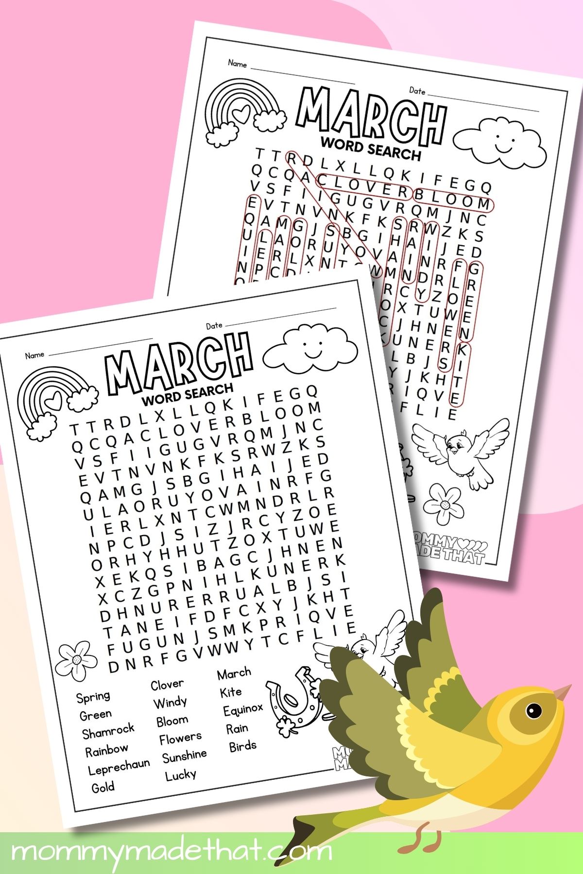 march word search printable activity preview