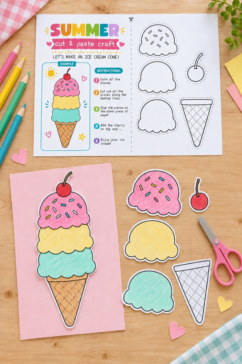 Cut and Paste Ice Cream Cone Craft