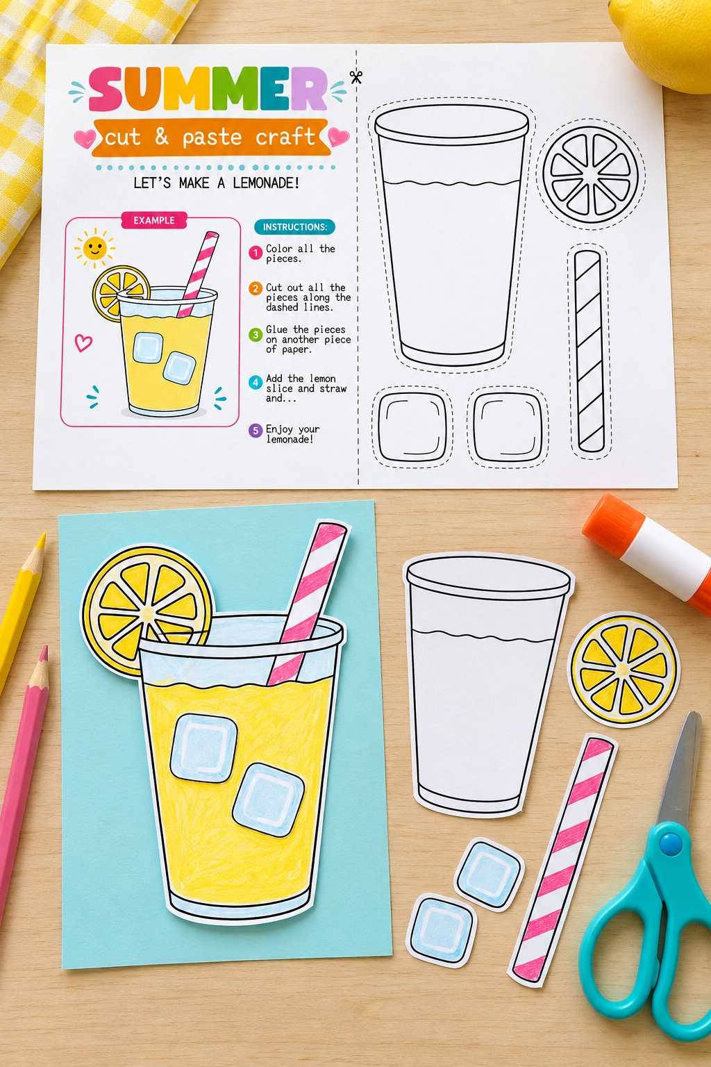 Cut and Paste Lemonade Craft