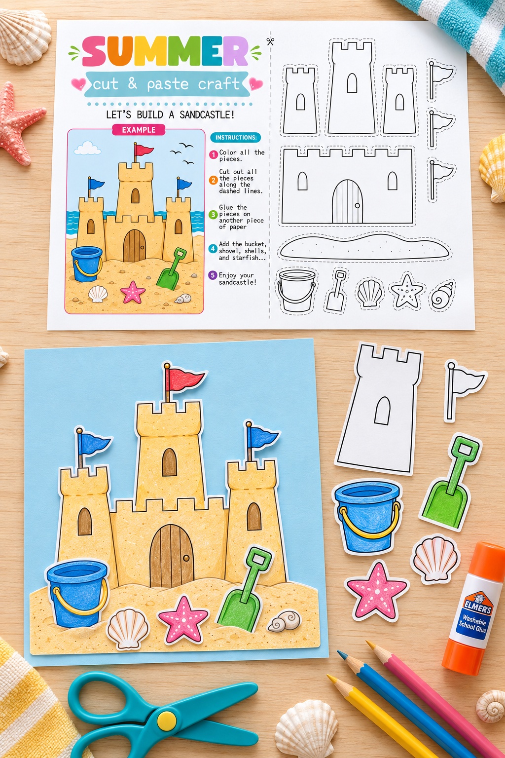 Cut and Paste Sandcastle Craft