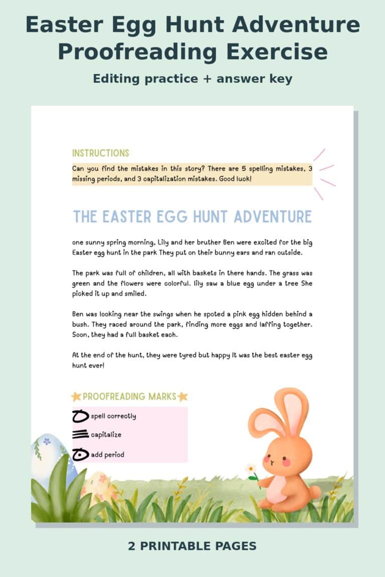 Easter Egg Hunt Adventure Proofreading Exercise