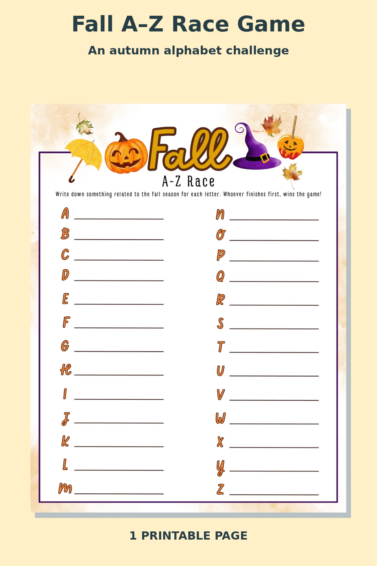Fall A–Z Race Game