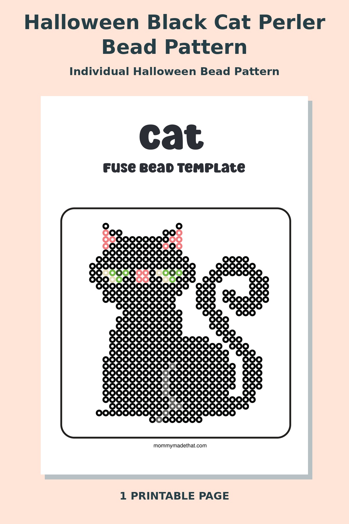 Halloween Black Cat Perler Bead Pattern