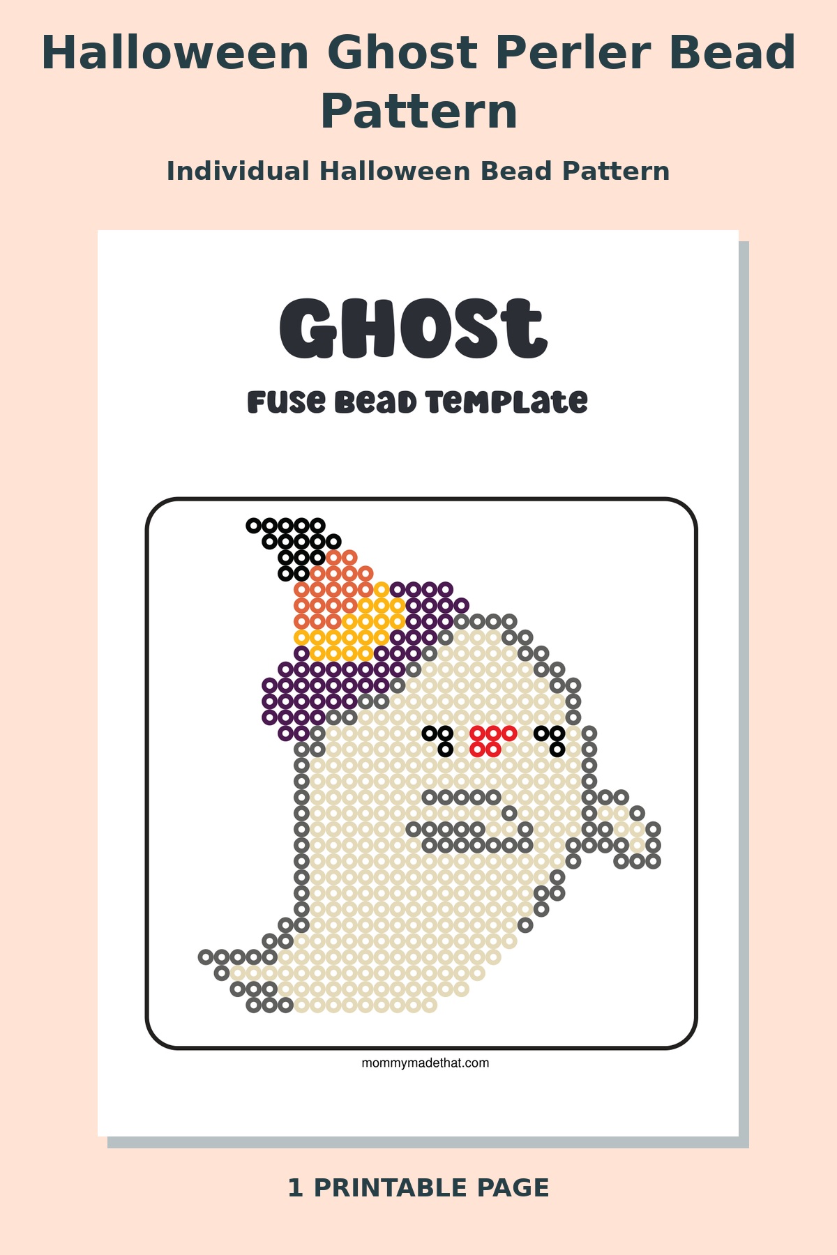 Halloween Ghost Perler Bead Pattern