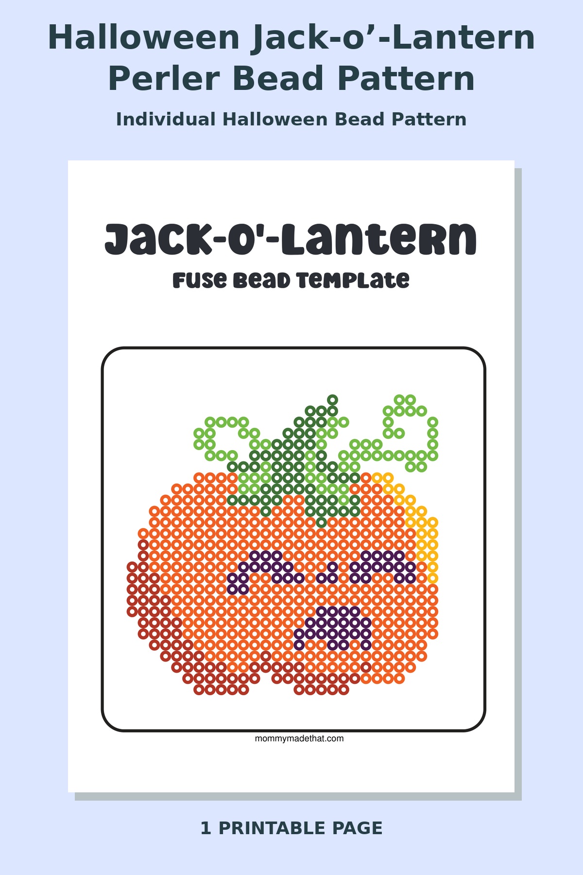 Halloween Jack-o’-Lantern Perler Bead Pattern