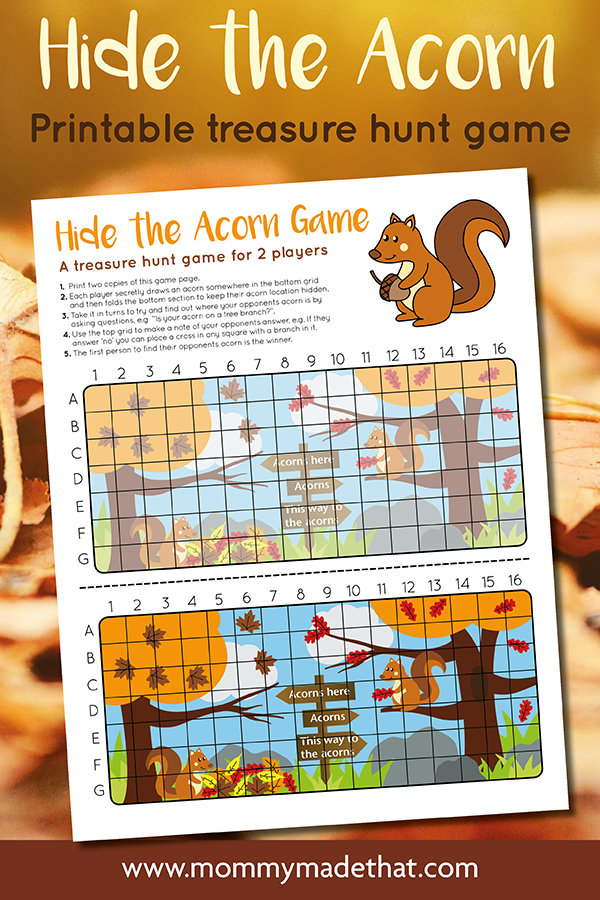 Hide the Acorn printable game preview