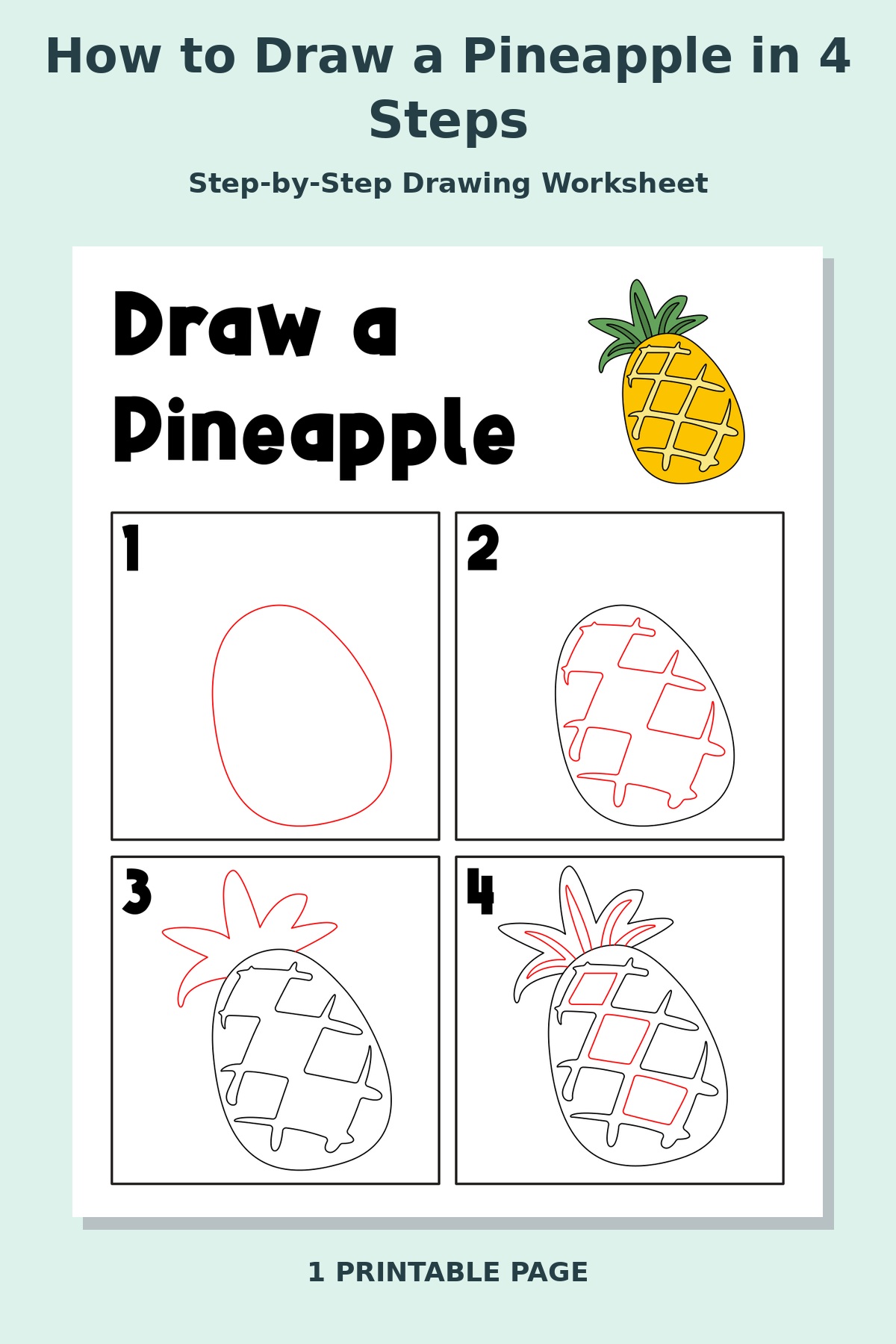 How to Draw a Pineapple in 4 Steps