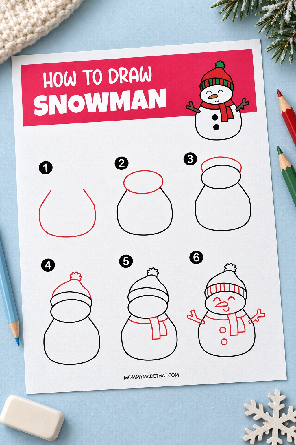 How to Draw a Snowman in a Beanie