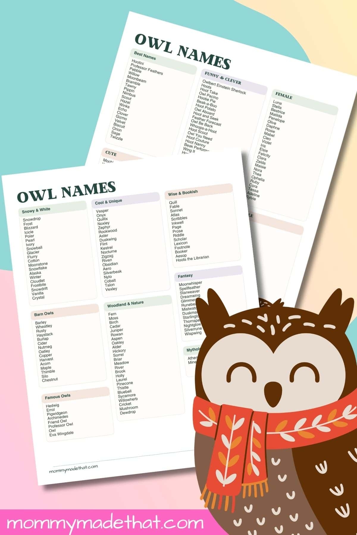 Owl Names Printable