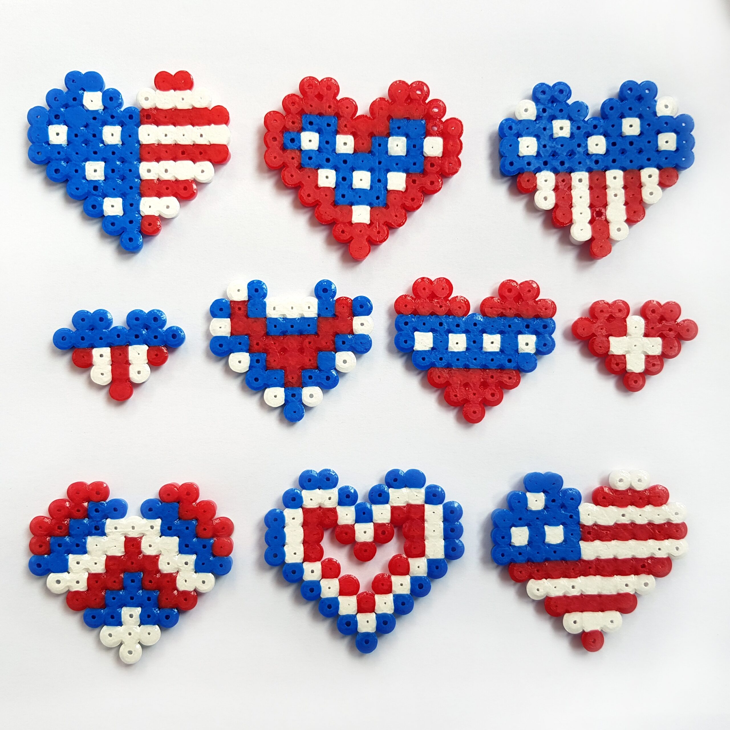 Patriotic Hearts Fuse Bead Patterns