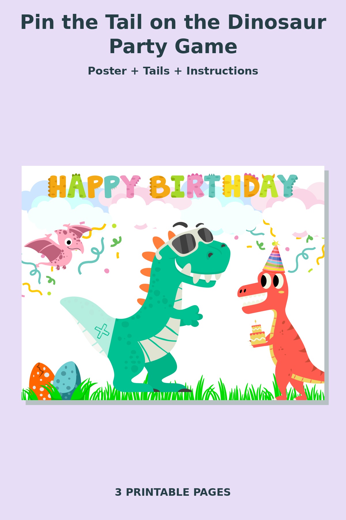 Pin the Tail on the Dinosaur Party Game