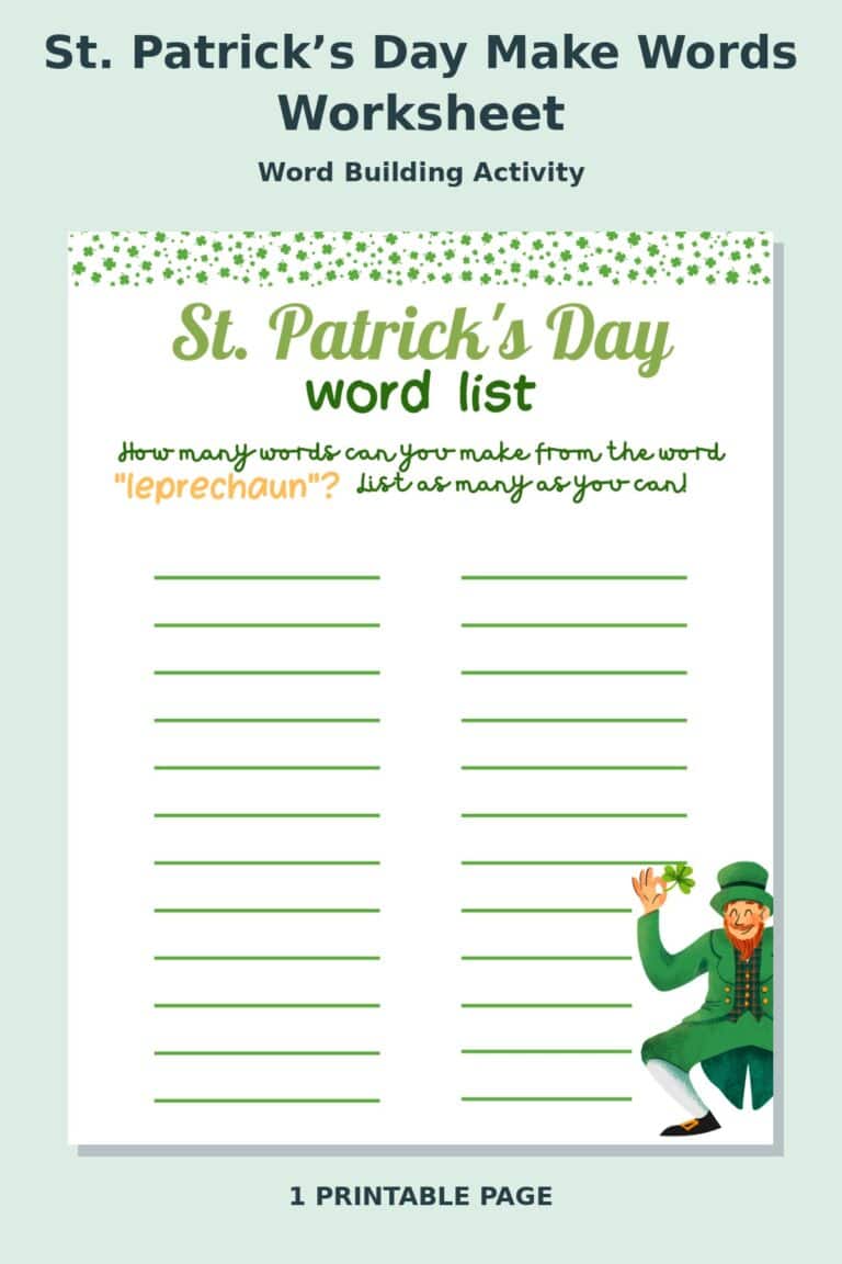 St. Patrick’s Day Make Words Worksheet