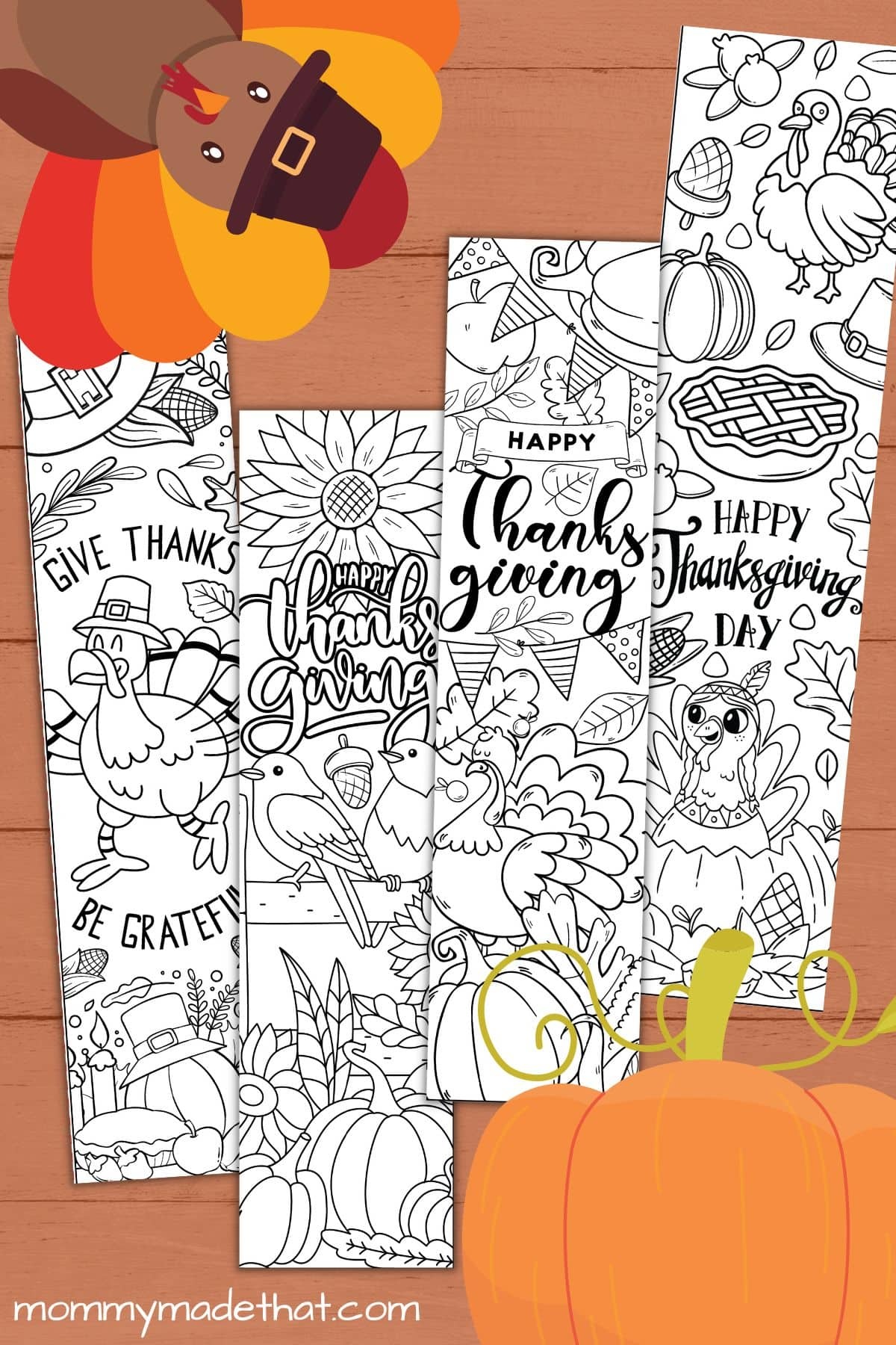 Thanksgiving Coloring Bookmarks