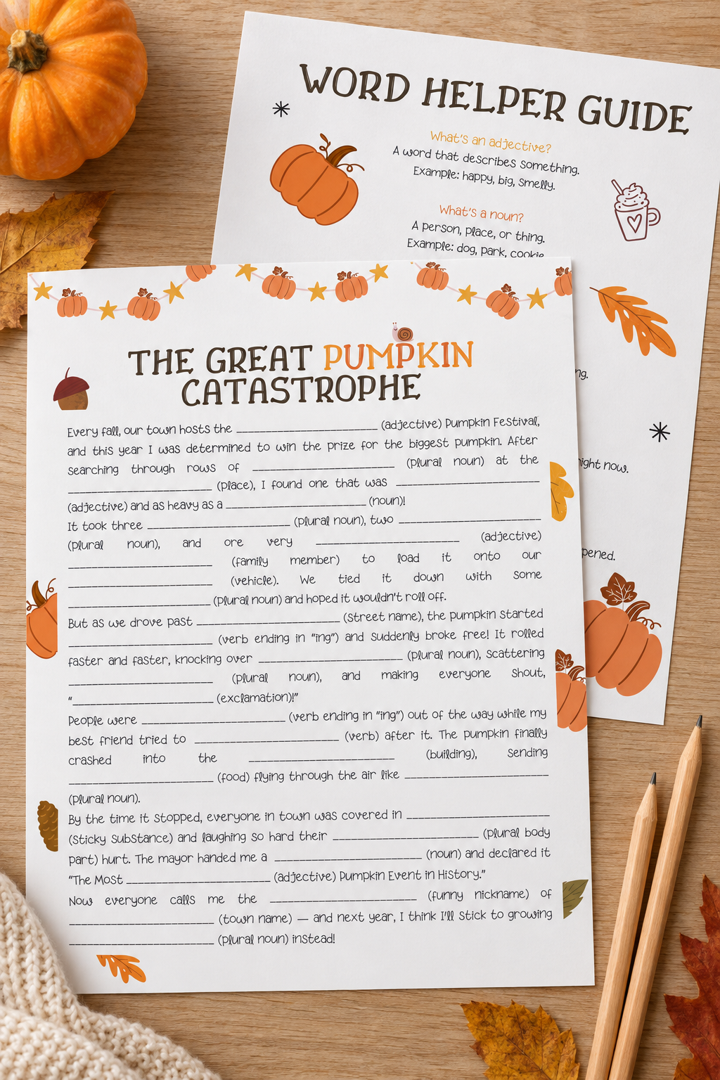 The Great Pumpkin Catastrophe Mad Libs