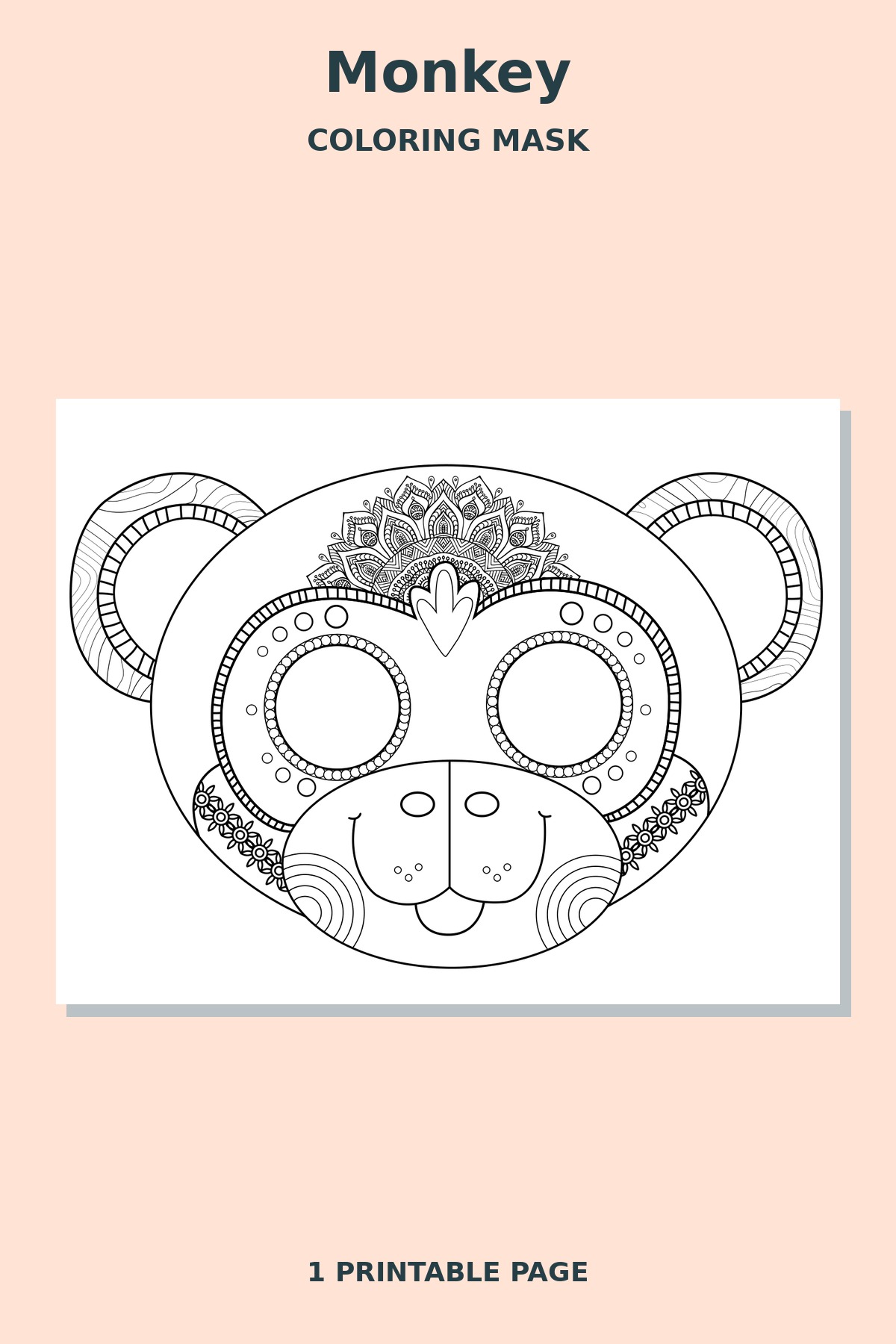Monkey Mandala Coloring Mask