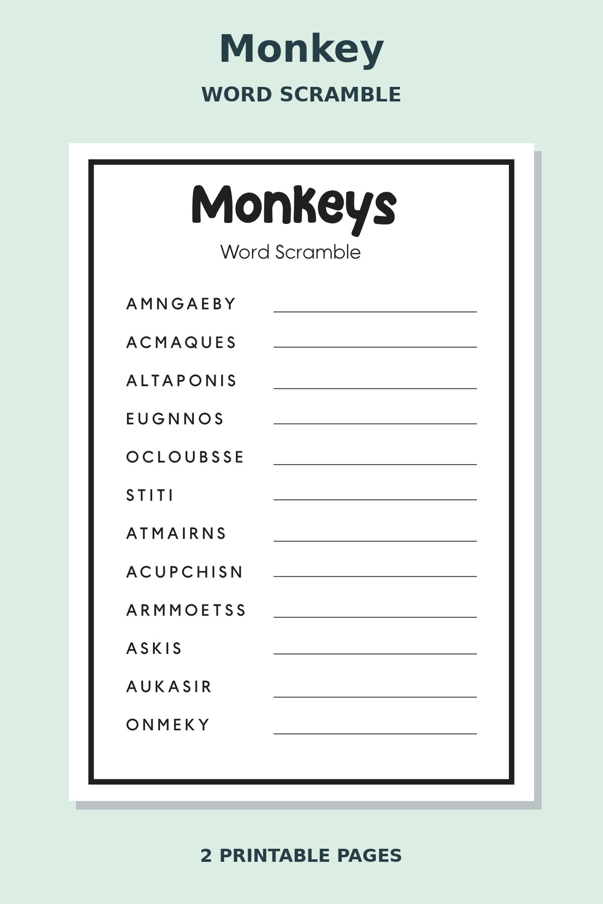 Monkey Word Scramble