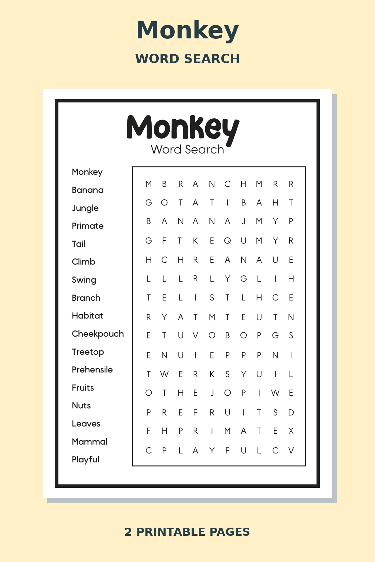 Monkey Word Search