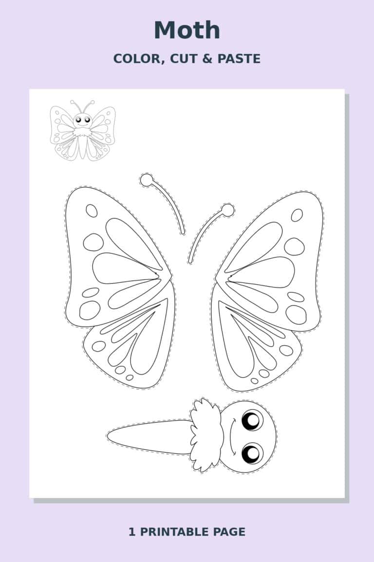 Moth Coloring Cut and Paste Craft