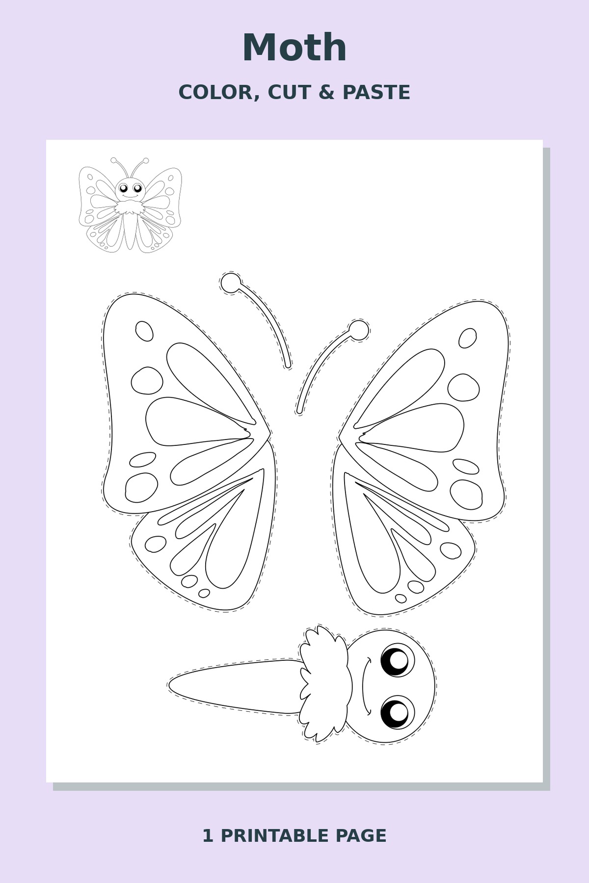 Moth Coloring Cut and Paste Craft