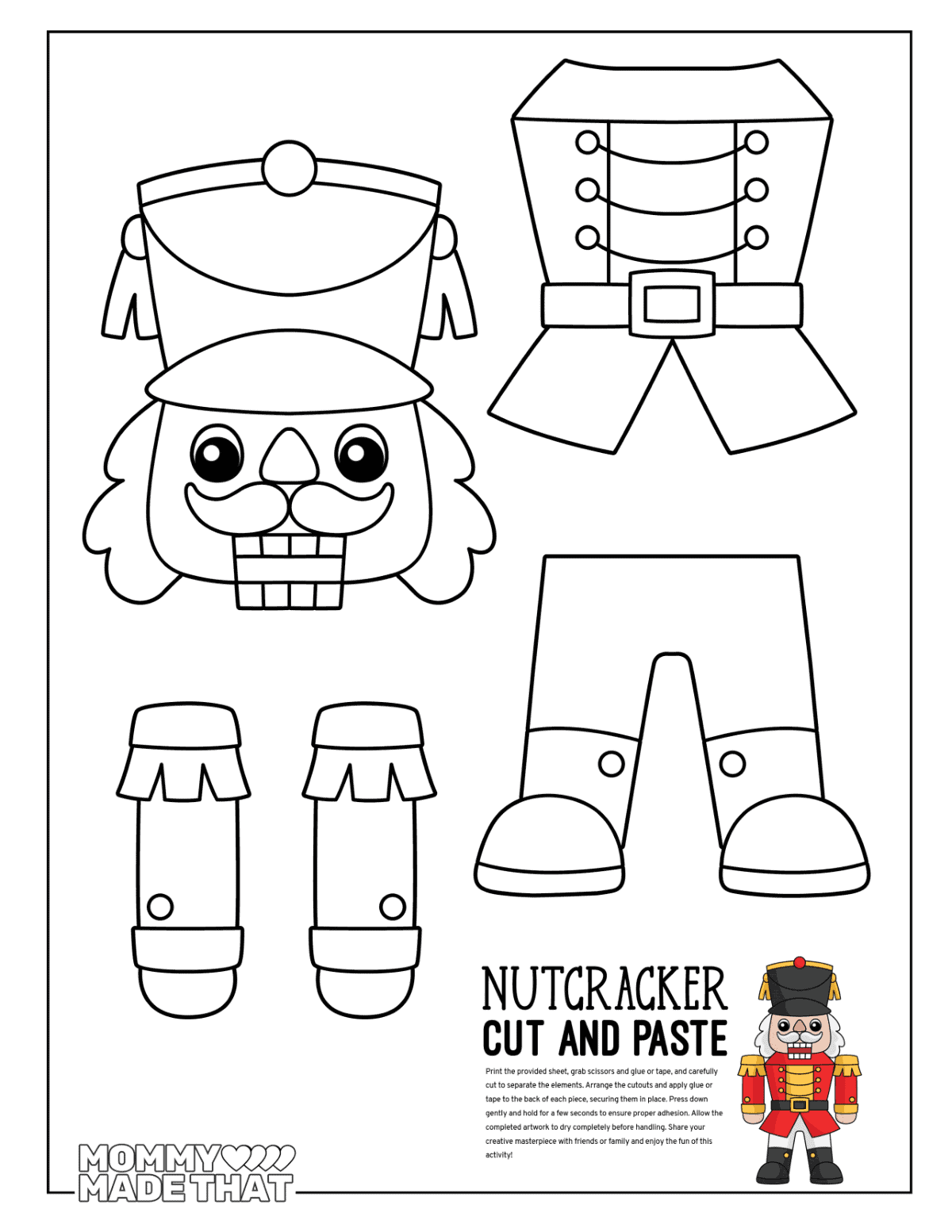 Nutcracker Cut and Paste Craft printable preview