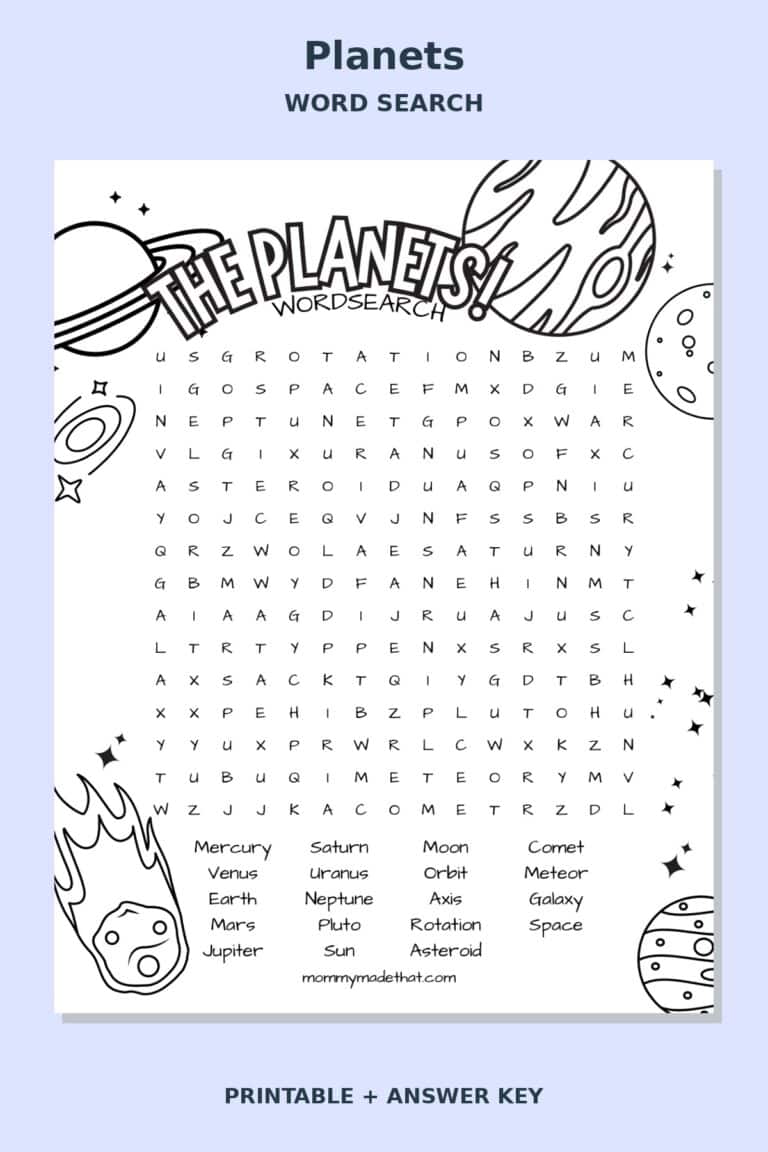 Planets Word Search