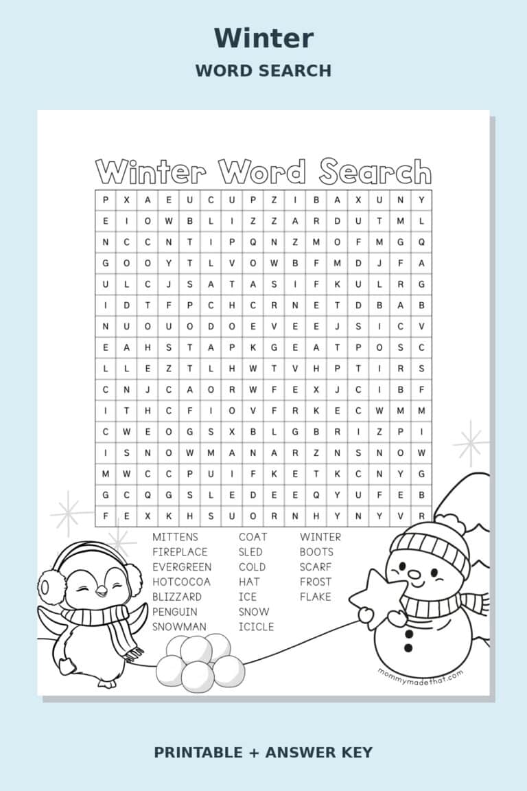 Winter Word Search — Snowman
