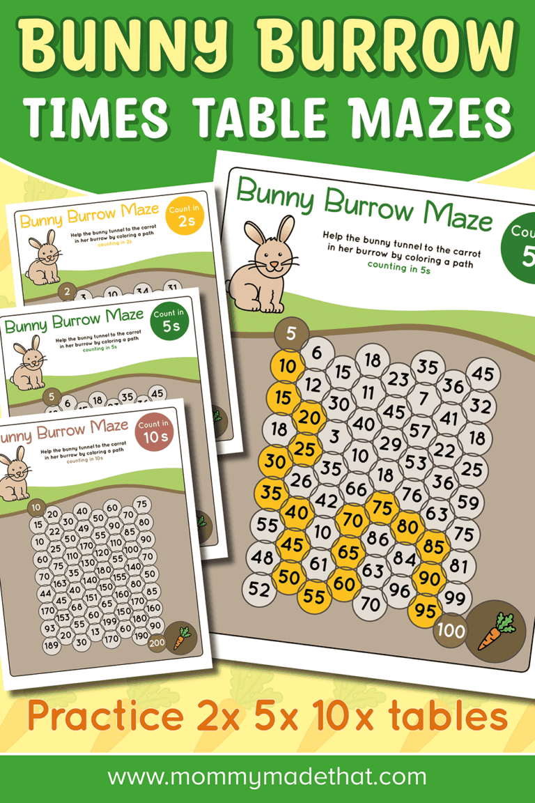 Bunny Burrow Times Table Mazes