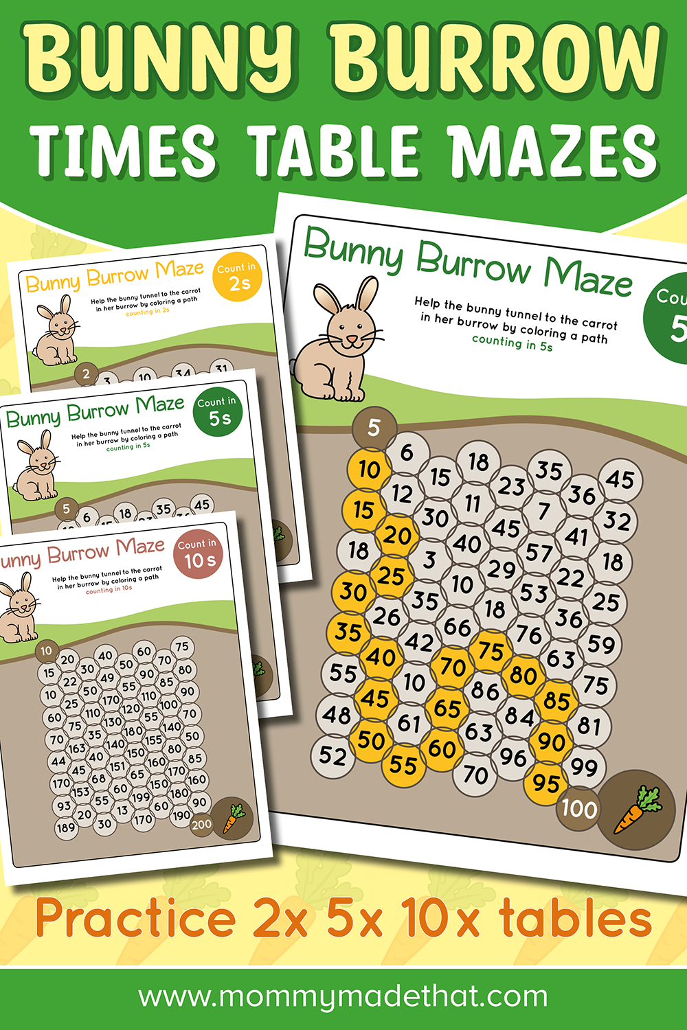 Bunny Burrow Times Table Mazes