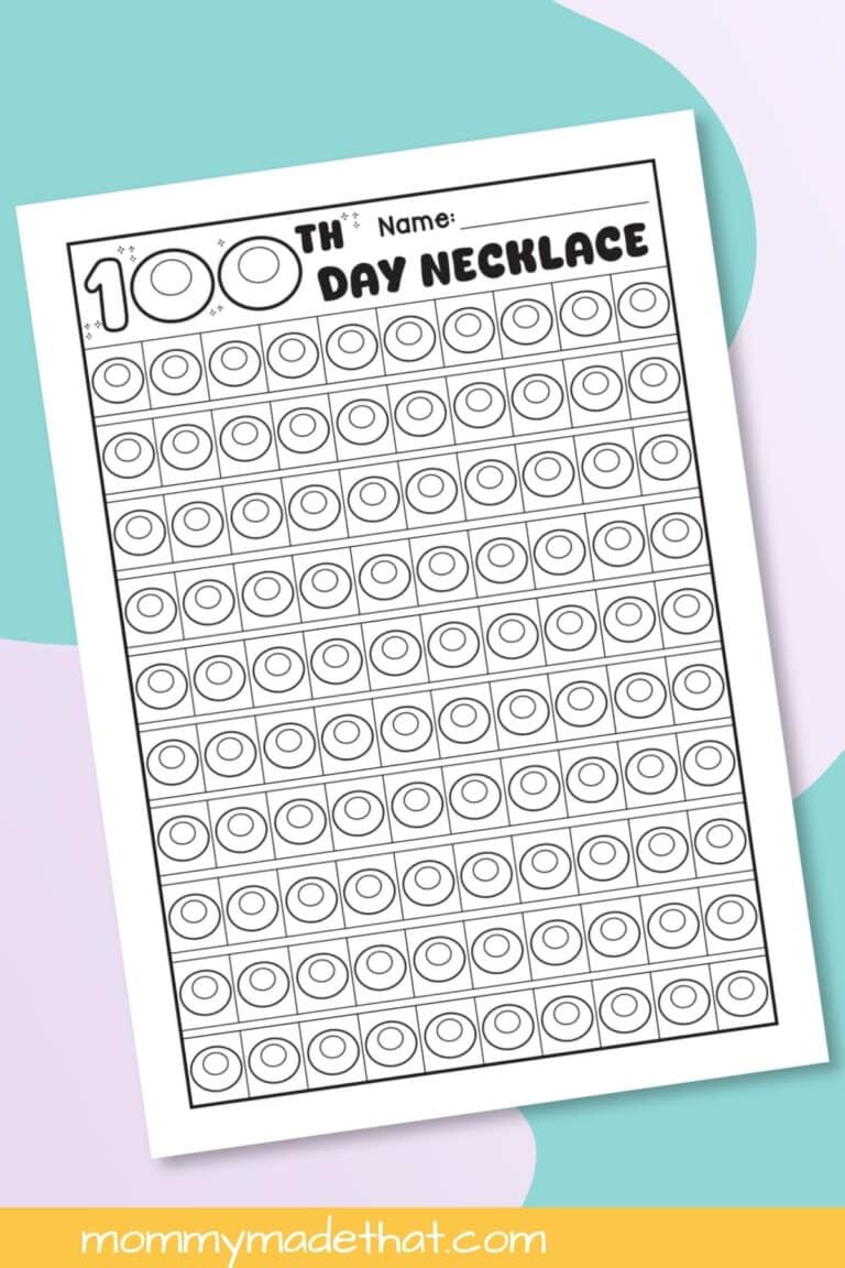 100th Day of School Necklace Counting Mat