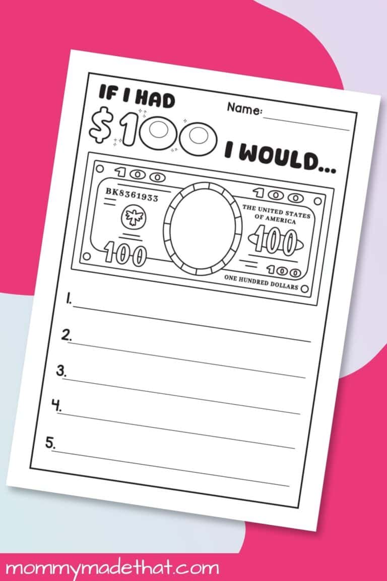 If I Had $100 Writing Worksheet