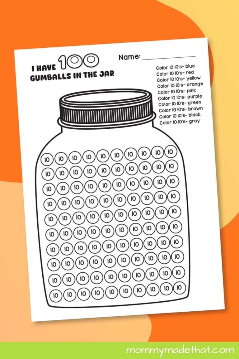 100 Gumballs Coloring Worksheet