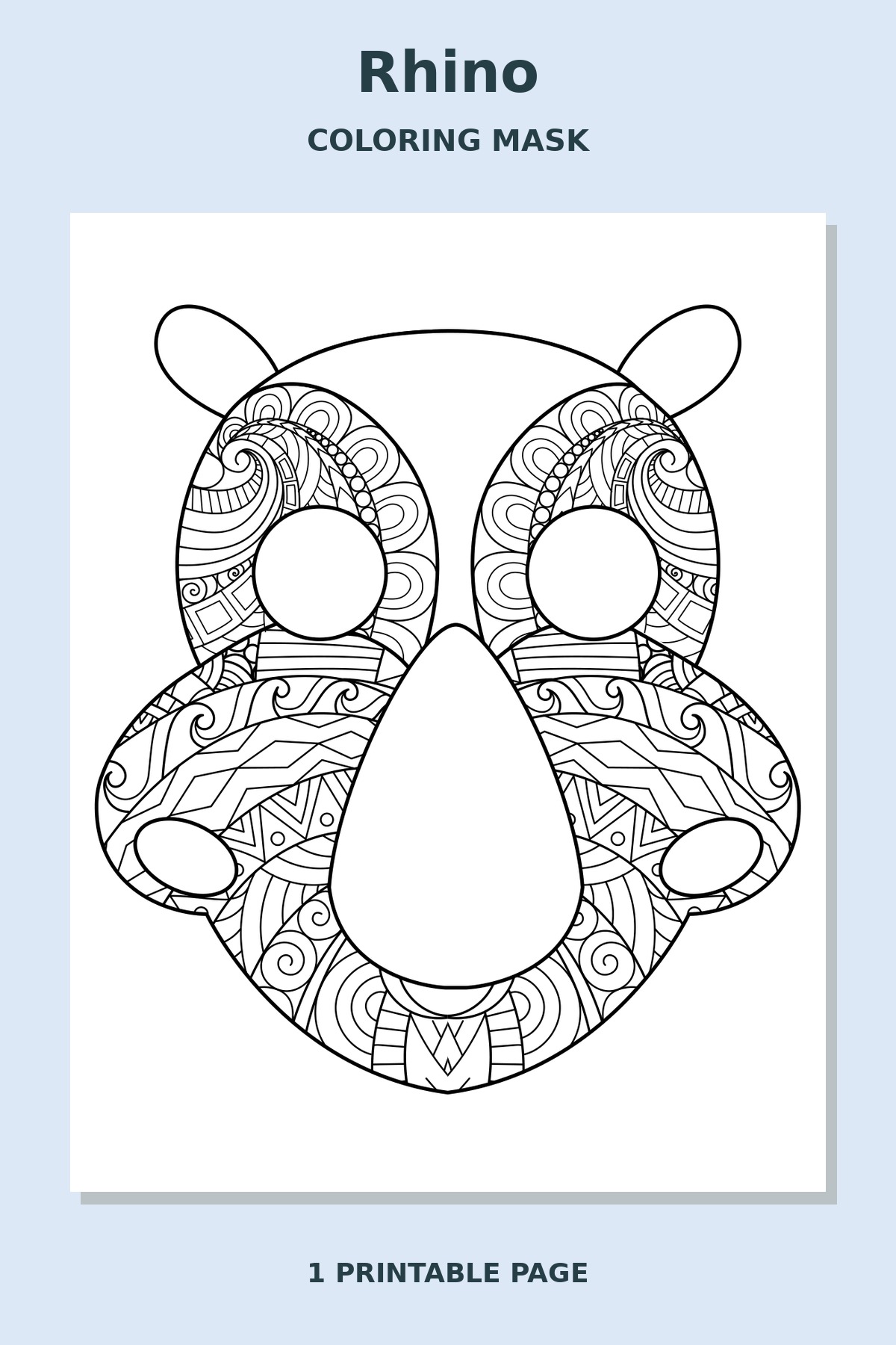 Rhino Mandala Coloring Mask