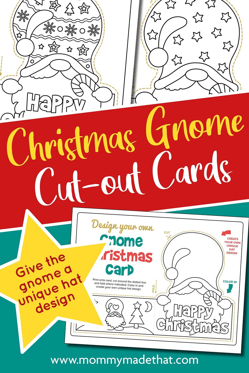 Gnome Christmas Cards printable preview