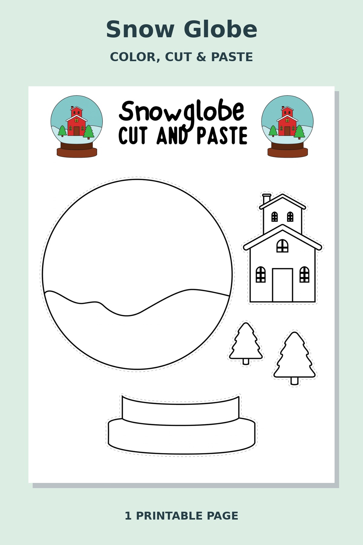Snow Globe Cut and Paste Craft