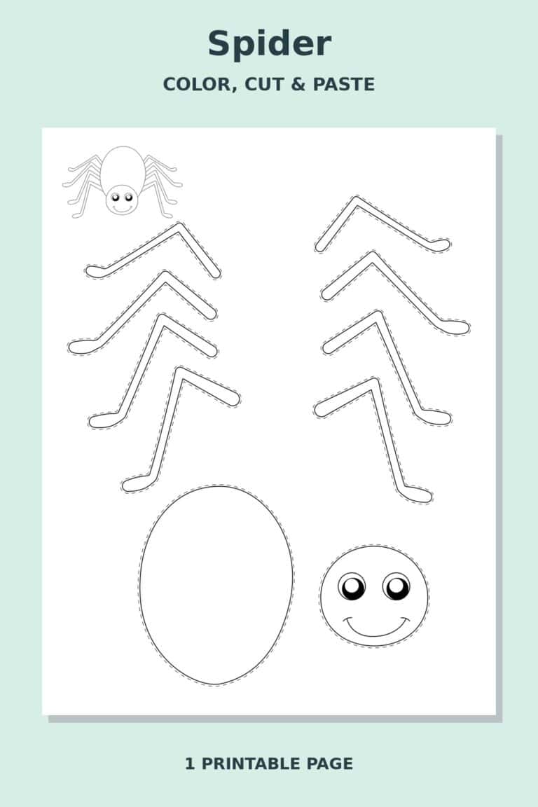 Spider Coloring Cut and Paste Craft