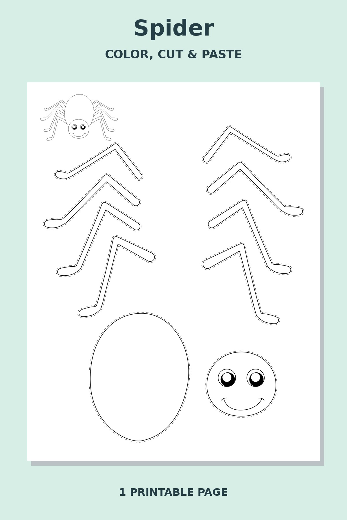 Spider Coloring Cut and Paste Craft